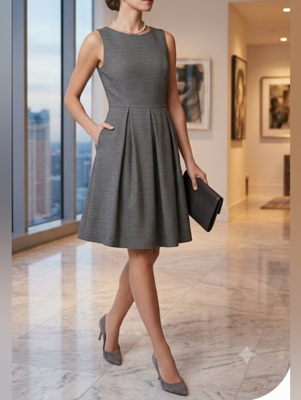 Chic Gray Sleeveless Midi Dress